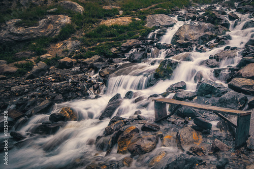 View Of The Flowing River through rocks, In Neelum Valley Azad Kashmir, 
Pakistan photo