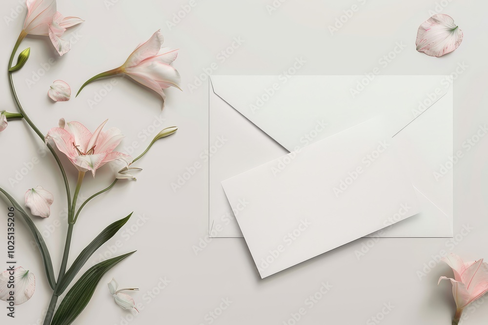 Red envelope with blank white card with a pink background perfect for invitations or greetings Red envelope with blank white card with a pink background perfect for invitations or greetings