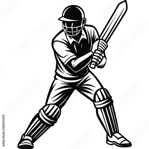 Cricket tournament match player bat ball vector logo design sample concept illustration