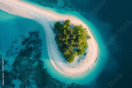 Remote island with white sandy beach