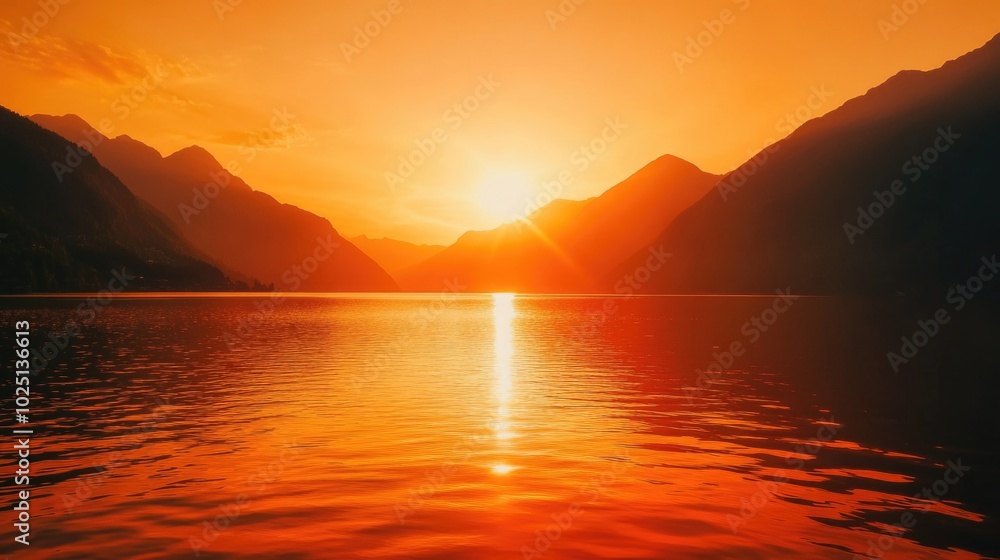 Serene Sunrise over a Lake Serene Sunrise over a Lake