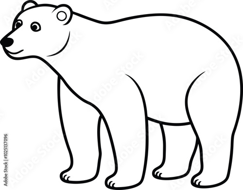 Polar Bear outline vector and line art illustration design. This is a cute and beautiful Polar Bear line art images, Polar Bear outline drawing, Polar Bear vector art.