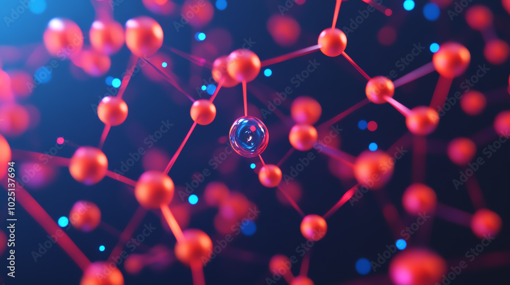 Colorful molecular structure illustrating atomic connections in a digital environment, depicting science and technology concepts. Colorful molecular structure illustrating atomic connections in a digital environment, depicting science and technology concepts.