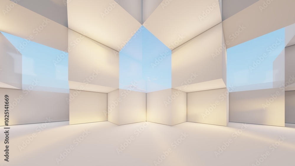 Abstract architecture background geometric pattern walls 3d render Abstract architecture background geometric pattern walls 3d render