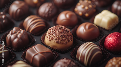 Appetizing chocolate conferments close-up photo