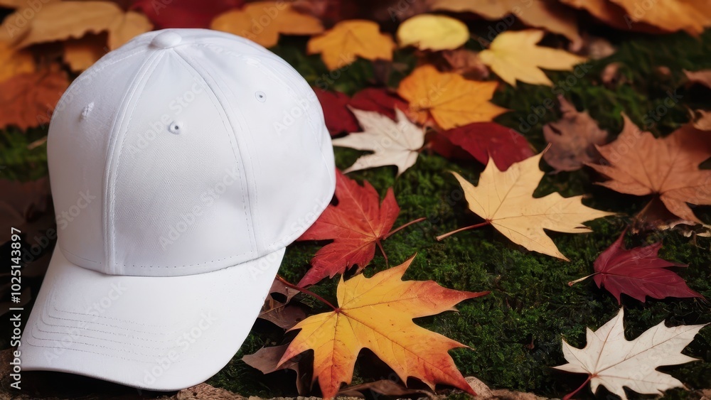 White Cap in Autumn Leaves – Outdoor Fall Fashion in a Nature Setting White Cap in Autumn Leaves – Outdoor Fall Fashion in a Nature Setting