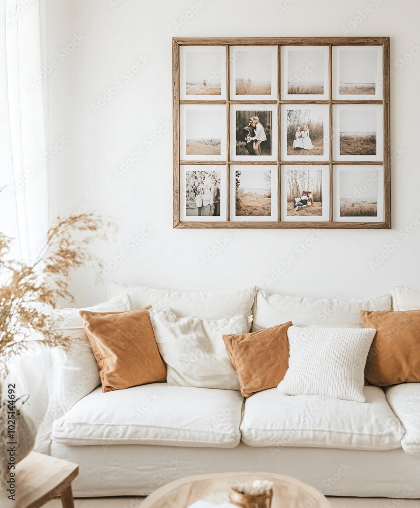 Fototapeta premium modern living room with photo wall