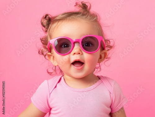 portrait of a girl in pink glasses