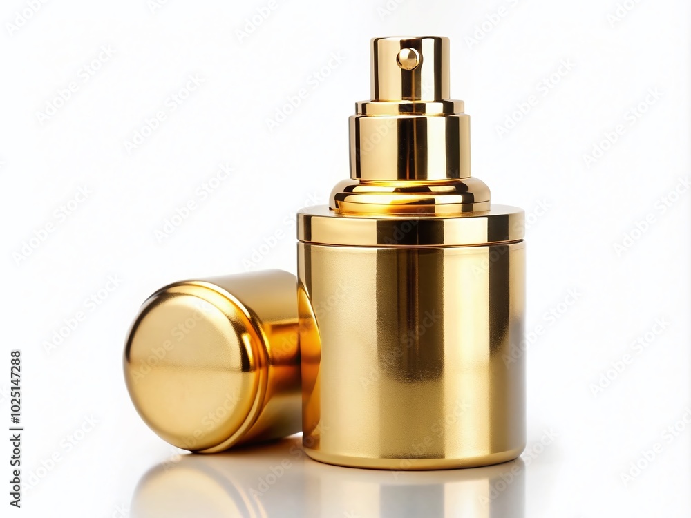 Elegant Golden Atomizer Isolated on White Background for Perfume, Fragrance, and Cosmetic Product Photography Needs Elegant Golden Atomizer Isolated on White Background for Perfume, Fragrance, and Cosmetic Product Photography Needs