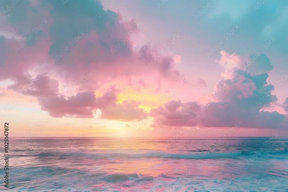 Serene Sunset Over Tranquil Ocean Waves Serene Sunset Over Tranquil Ocean Waves