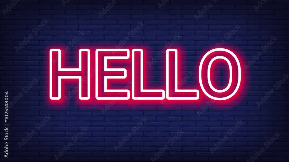 Hello neon text effect vedio design Hello neon text effect vedio design