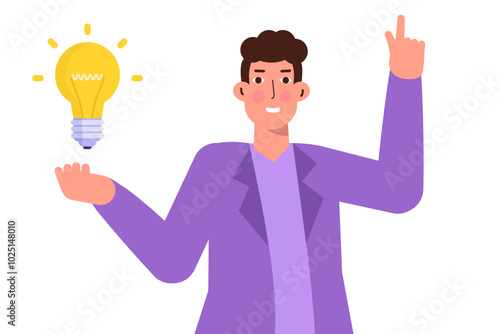 Aha moment, idea, thinking, solution, eureka,  brainstorm concept. Vector illustaration.