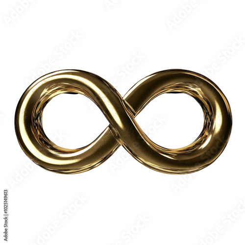 Golden infinity symbol design in high resolution with transparent background