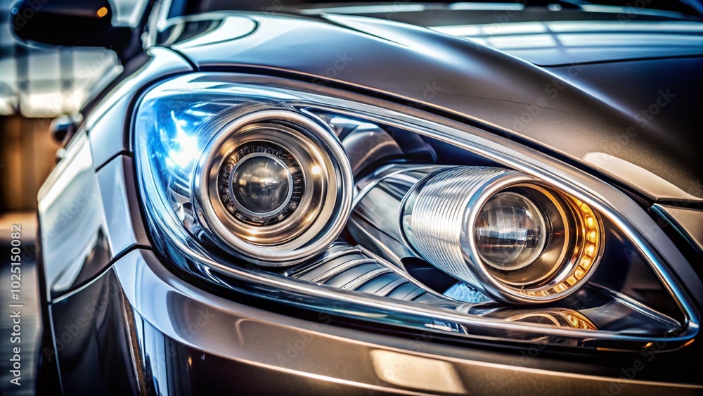 Closeup of a car headlight, background template. Closeup of a car headlight, background template.