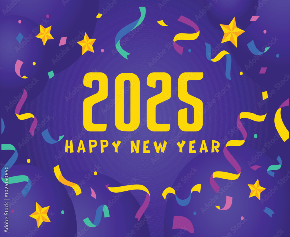 Happy New Year 2025 Design Glitter Festive Elegant Abstract Logo Symbol Vector Illustration Happy New Year 2025 Design Glitter Festive Elegant Abstract Logo Symbol Vector Illustration