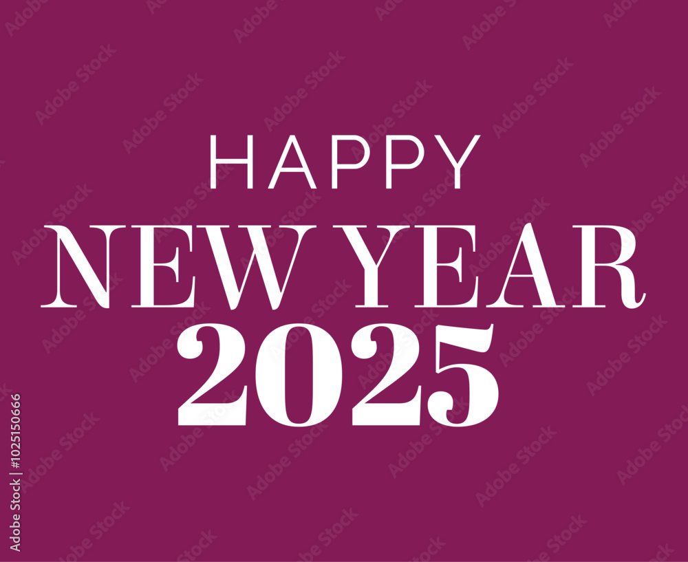Happy New Year 2025 Design Purple And White Elegant Abstract Logo Symbol Vector Illustration Happy New Year 2025 Design Purple And White Elegant Abstract Logo Symbol Vector Illustration