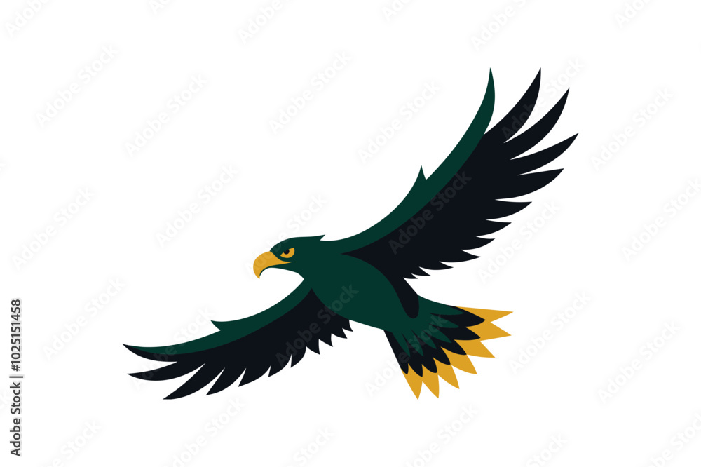 Obraz premium Flying eagle bird vector art illustration.