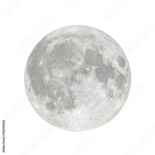 Full moon isolated on white background, moon isolated on white