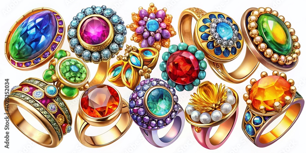 Elegant Ring Illustration in Various Styles for Jewelry Design, Art, and Fashion Inspiration - Perfect for Creative Elegant Ring Illustration in Various Styles for Jewelry Design, Art, and Fashion Inspiration - Perfect for Creative