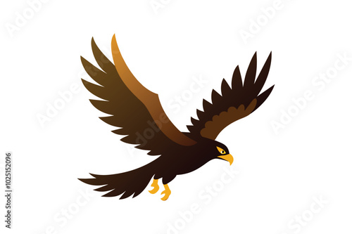  Flying eagle bird vector art illustration.