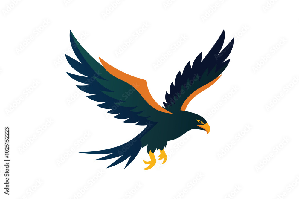 Obraz premium Flying eagle bird vector art illustration.