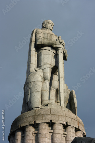 Monument to the Chancellor of the German Empire, Otto von Bismarck. 34-meter figure of Bismarck is set on the banks of the Elbe in Hamburg.