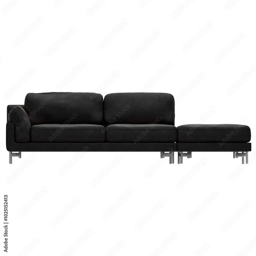 Fototapeta premium 3d render black sofa home decor with transparent background