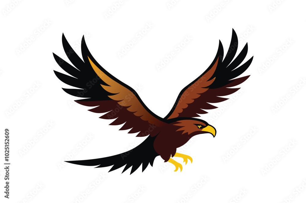 Obraz premium Flying eagle bird vector art illustration.