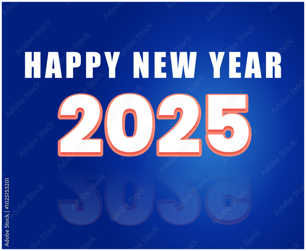 Happy New Year 2025 Design Blue And White Realistic Decoration Abstract Logo Symbol Vector Illustration Happy New Year 2025 Design Blue And White Realistic Decoration Abstract Logo Symbol Vector Illustration