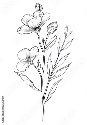 PNG Line art hande with flower drawing sketch plant.