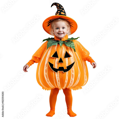 child with halloween pumpkin