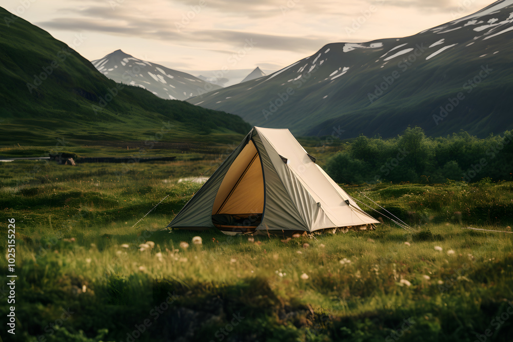 product photo of a tent in nature in siberia, camping tent in siberia product photo of a tent in nature in siberia, camping tent in siberia