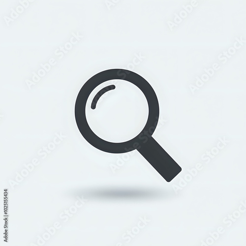 Isolated magnifying glass icon with a metal handle, perfect for searching or zooming in on objects