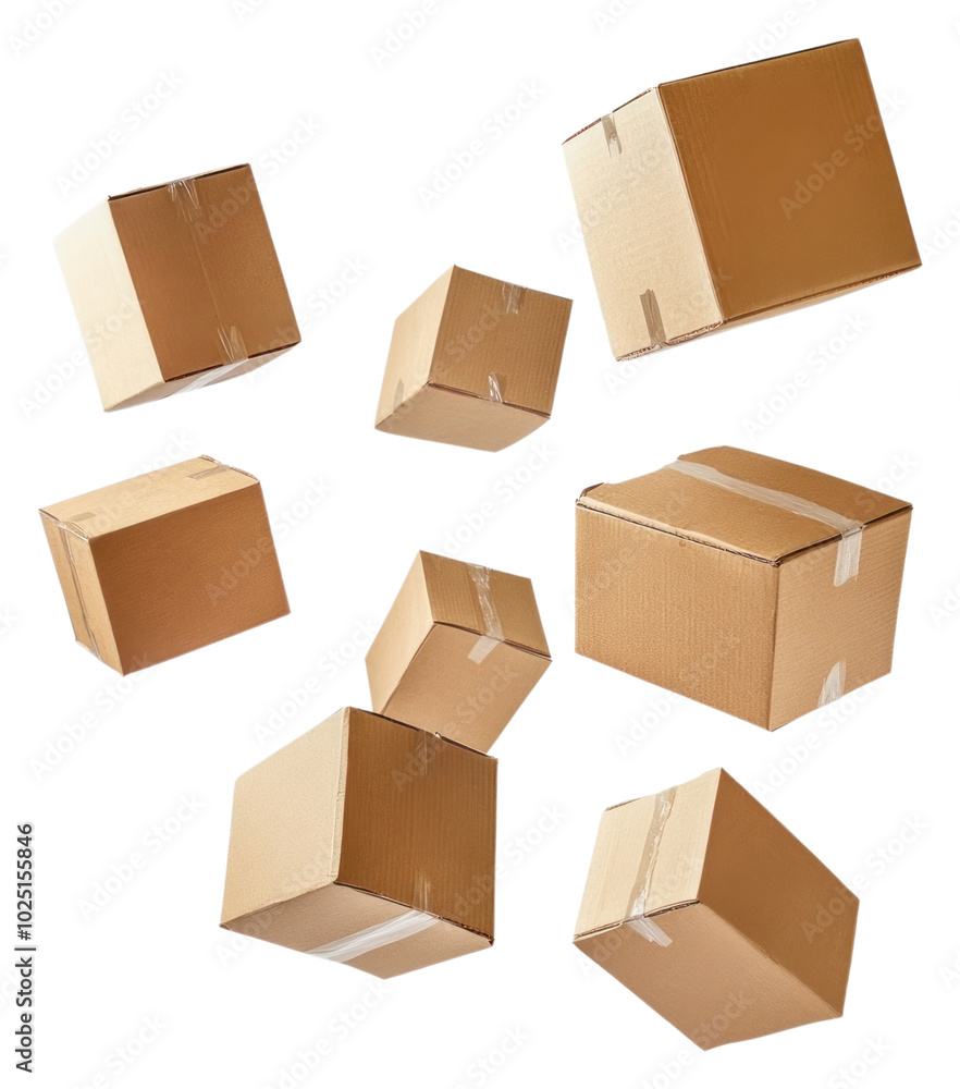 PNG Delivery boxes cardboard floating isolated. PNG Delivery boxes cardboard floating isolated.