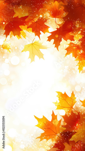 Autumn background with red maple leaves