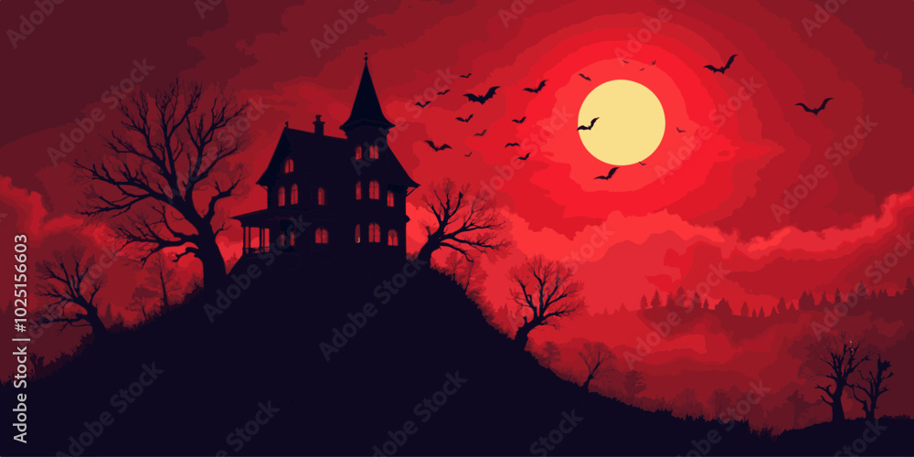 Happy Halloween Spooky Nighttime Scene Horizontal editable vector Background for banner and fb poster design Happy Halloween Spooky Nighttime Scene Horizontal editable vector Background for banner and fb poster design