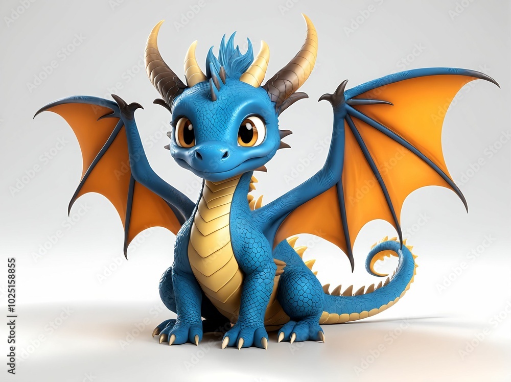 3D Illustration Art, Closeup Shot of An Adorable Dragon, Isolated over a Background 3D Illustration Art, Closeup Shot of An Adorable Dragon, Isolated over a Background