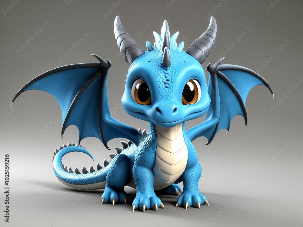 3D Illustration Art, Closeup Shot of An Adorable Dragon, Isolated over a Background 3D Illustration Art, Closeup Shot of An Adorable Dragon, Isolated over a Background