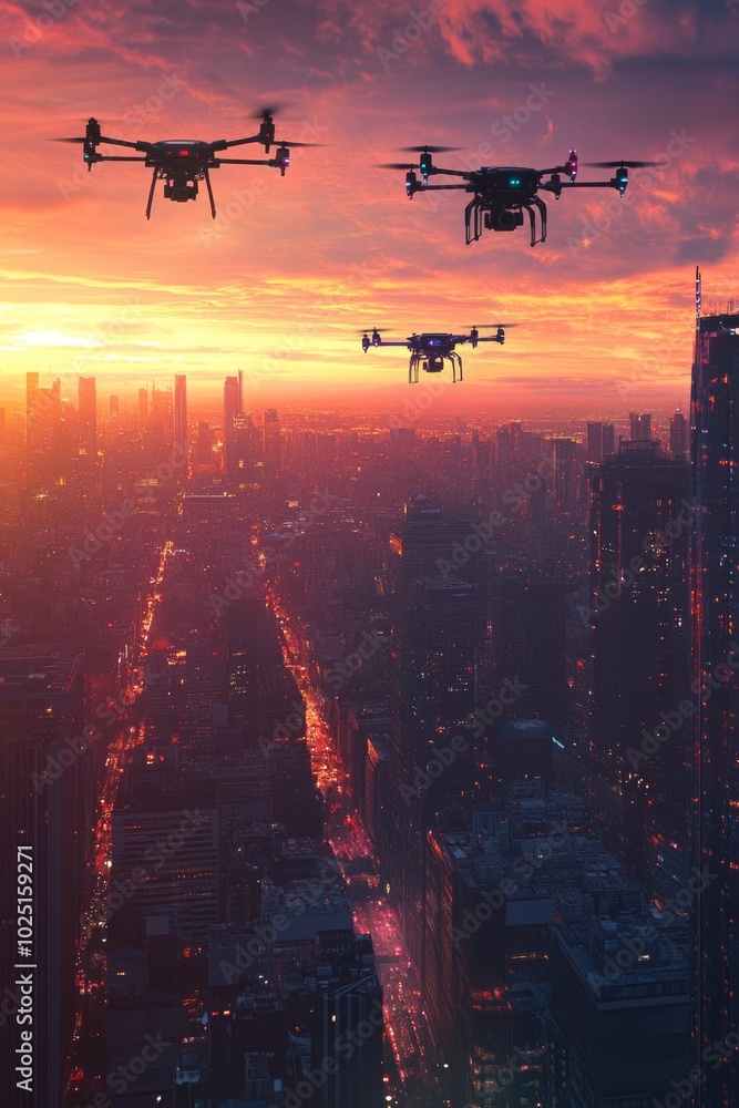 Aerial view of a city with two small planes flying overhead, a great illustration for urban or aviation themes Aerial view of a city with two small planes flying overhead, a great illustration for urban or aviation themes