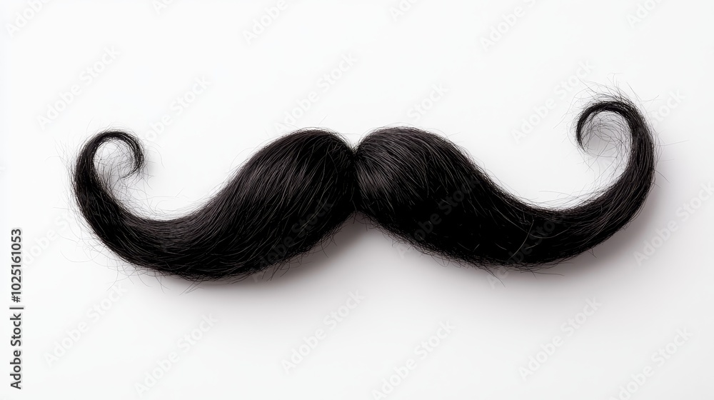 A curly black mustache isolated on a white background. Perfect for adding a touch of vintage charm to your projects. It is a symbol of masculinity, style, and confidence. A curly black mustache isolated on a white background. Perfect for adding a touch of vintage charm to your projects. It is a symbol of masculinity, style, and confidence.