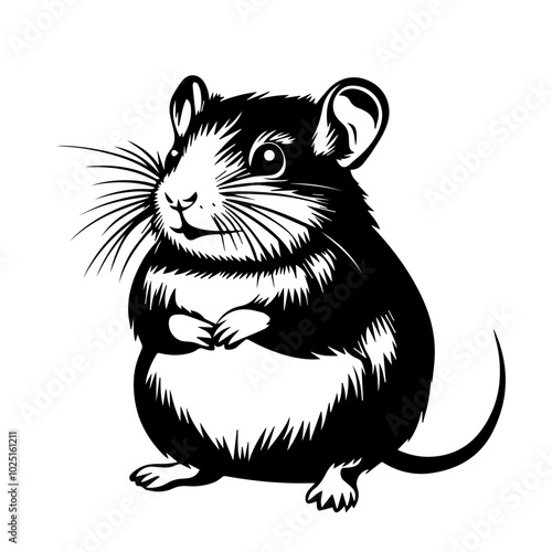 Chubby Hamster Standing, Vector Art
