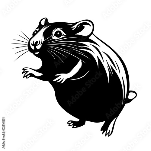 Hamster Standing on Hind Legs, Vector Art 