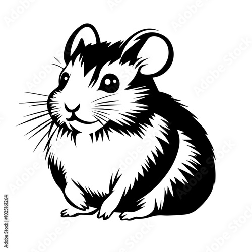 Cute Hamster in Seated Pose, Vector Design
