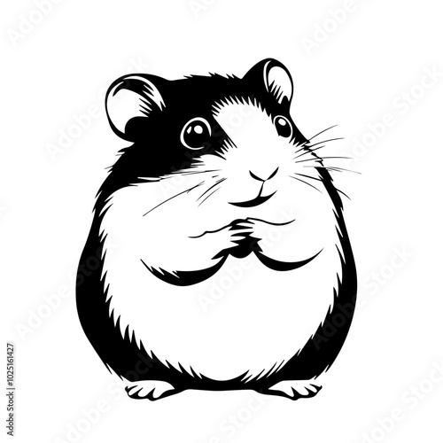 Curious Hamster Standing with Folded Paws, Vector Design
