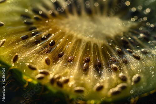 Macro shot of kiwi seeds photo