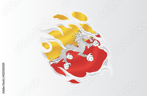 Bhutan flag ripped icon illustration