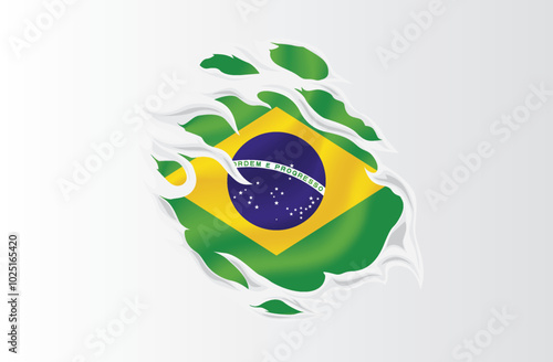 Brazil flag ripped icon illustration