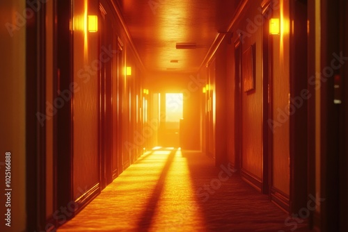 A dimly lit hallway with a single light source at the far end, perfect for representing uncertainty or searching for hope