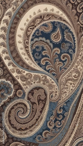 Intricate paisley pattern with swirling ornate desgin