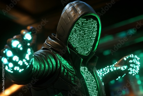 Hackers are represented as rogue sorcerers manipulating glowing, enchanted runes of code, their spells disrupting entire digital realms photo